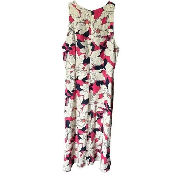 Ann Taylor Floral Linen Blend Sleeveless Midi Dress Size 8 Multicolor - Picture 3 of 8